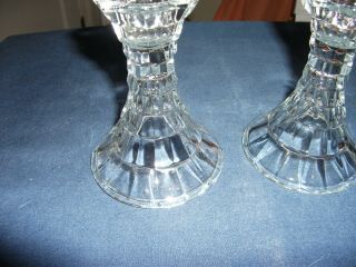 RARE Pair Fostoria American Cube Glass Candle Holder 4 Inch Tall Clear Crystal 2