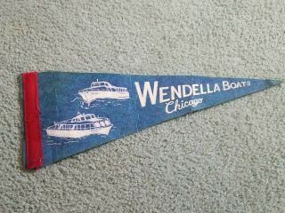Rare Vintage Wendella Boats Chicago Lake Michigan Mini Pennant Flag Long14.  3/8