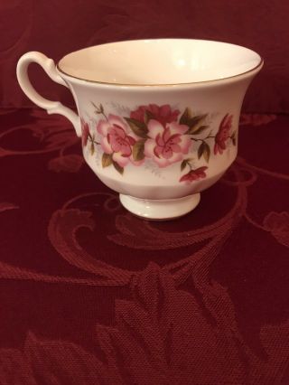 Vintage Rare Queen Anne Tea Cup and Saucer White with Pink Flowers 3