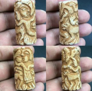 Ancient Very Rare Old Bactrain Stone Near Eastern Cylinder Seal Bead