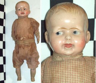 10 " Antique Composition Doll W Blue Eyes 1910 