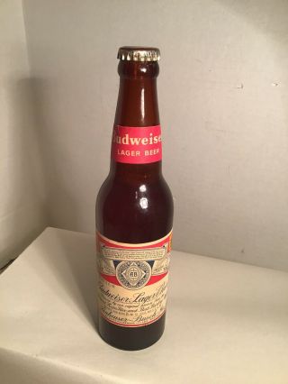 Rare Vintage Budweiser Lager Beer Amber Bottle