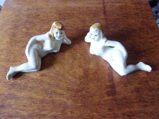 Very Rare Vintage Naked Nude Ladies Woman Salt & Pepper Shakers With Corks