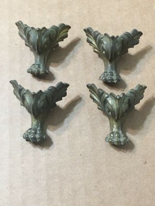 Set Of 4 Antique Brass Or Bronze Paw Feet From French Mantle Clock Repurpose