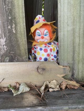 Rushton Clown Doll Vintage Antique Rare Man Colorful Yellow Creepy Haunted Htf