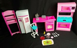 Vintage Barbie So Much To Do Kitchen Set Mattel 1994 Stove Fridge Sink Chair,