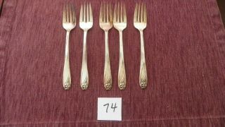Set Of 5 1847 Rogers Bros.  Daffodil Salad Forks Silver Plate