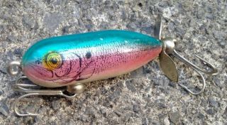 Heddon Tiny Torpedo Lure Blue & Pink 2 " Inch Vintage Fishing Spinner