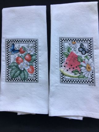 2,  Hand Embroidered Petit Point Guest Towels.  24.  5” X 15.  5”never