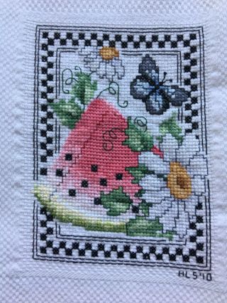 2,  Hand Embroidered Petit Point Guest Towels.  24.  5” x 15.  5”Never 2