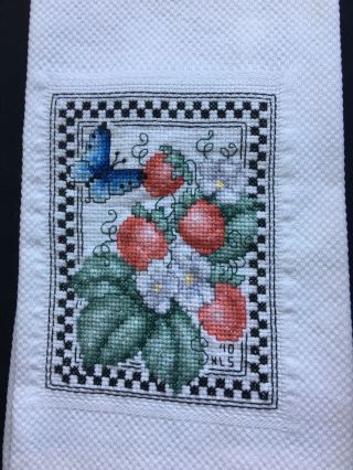 2,  Hand Embroidered Petit Point Guest Towels.  24.  5” x 15.  5”Never 3