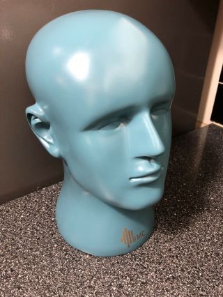 Rare Vintage Mannequin Head Bmc - Blue Plastic