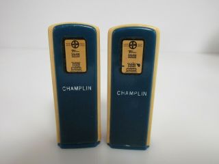 Vintage Champlin Gas Pump Plastic Salt And Pepper Shakers Set Rare Sb048