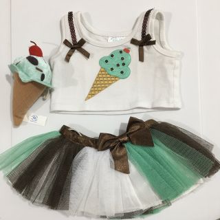 Rare/retired Build A Bear Chocolate Chip Ice Cream Cone & Outfit.