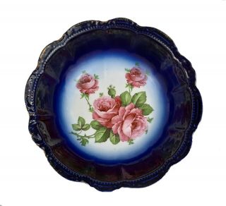 Antique Pm Moschendorf Bavarian Porcelain Bowl Cobalt With Roses