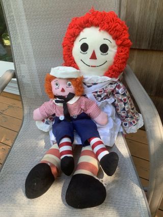 Vintage Raggedy Ann Doll " I Love You " Heart 36 " And Andy.