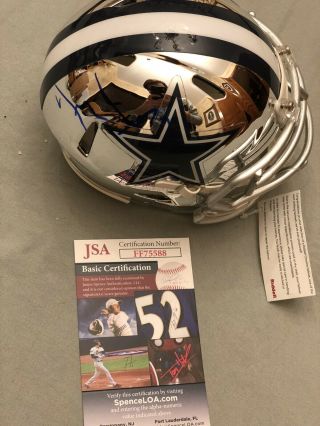 Jerry Jones Signed Dallas Cowboys Chrome Mini Helmet Owner Hof Rare Jsa