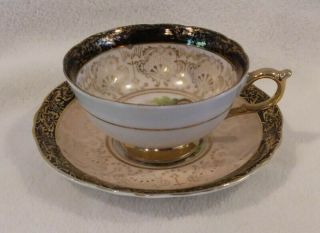Antique Orion Occupied Japan Ornate Cup & Saucer Hand Painted Courting Scene