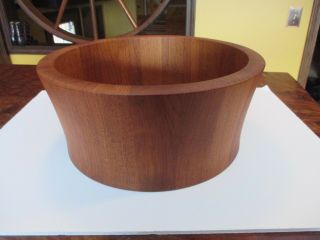 Vtg Nissen Denmark Mid - Century Modern Staved Teak Salad Bowl Danish Wood