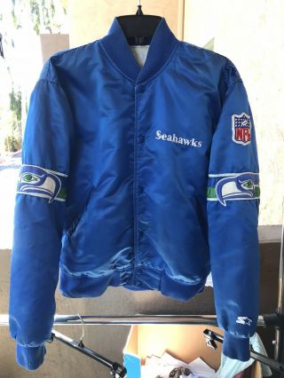 Seattle Seahawks Starter Satin Jacket Vintage Medium Rare (euc) Vtg