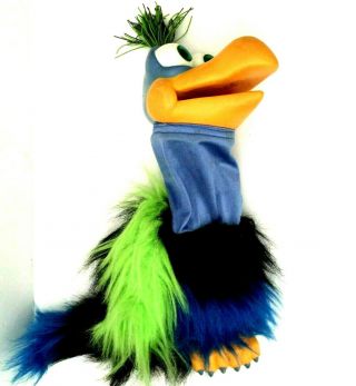 Axtell Expressions The Burds Bird On Arm Hand Puppet Rare Blue Green Vtg 1991