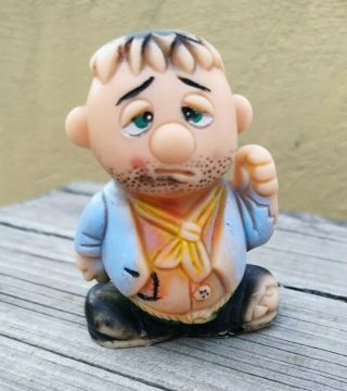 Vtg Rare Mexican Rubber Squeaky Toy Sad Hobo 3 " Squeeze Doll Mexico