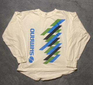 Vintage 80s Shimano Cycling Biking Long Sleeve T Shirt Nos Women’s L Look Rare