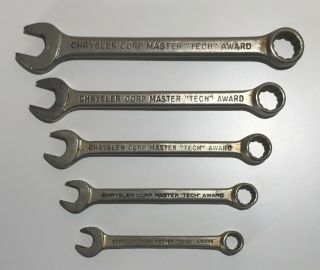Vintage Bonney Tools 5 Piece Wrench Set,  Chrysler Corp Master Tech 1960s Rare