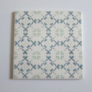 Vintage 1960s 6 " X 6 " Green & Blue Wall Tile,  22 Sq Ft Available,  Italy