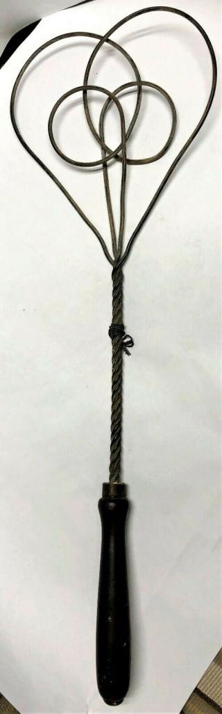 Vintage Carpet Rug Beater Twisted Wire,  Wooden Handle