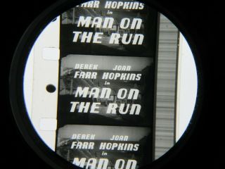 16mm MAN ON THE RUN - (1950).  Rare British crime,  film noir B/W Feature Film. 3