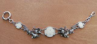 Antique Chinese Coin Silver Chatelaine - With Coins And Dragons - Very Rare -