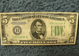 Rare 1934 Lincoln Five Dollar Note With Crazy 4 - Of - A - Kind Serial Number