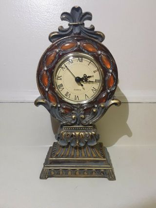 Antique Style Ceramic Mantle Clock Quartz Movement Good