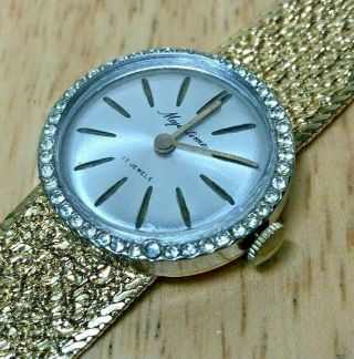 Vintage Majestime Lady 17 Jewels Gold Tone Hand - Winding Mechanical Watch Hours