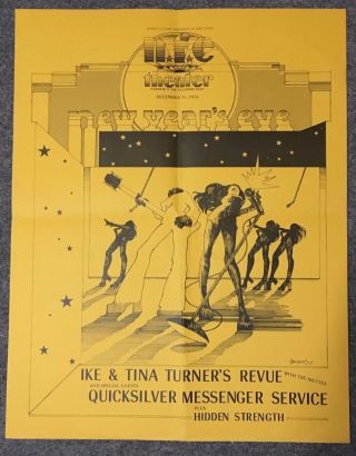 Rare Fillmore East Concert Poster Ike & Tina Turner Quicksilver 1974