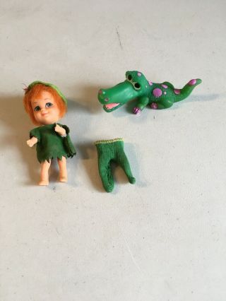 Vintage Mattel 1967 Peter Pan Paniddle Doll W/ Outfit & 1966 Alligator Crocodile