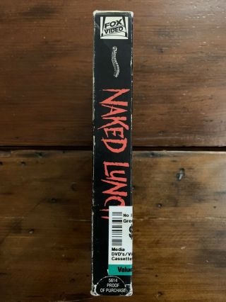NAKED LUNCH VHS FOX VIDEO Cronenberg Horror Sov Cult Rare Oop Special Effect 2