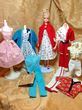Vintage Platinum Blonde Barbie Clone Marked E G Doll With Outfits