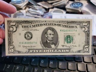 1963 Series A 5 Dollar Bill In Unc.  Rare Find