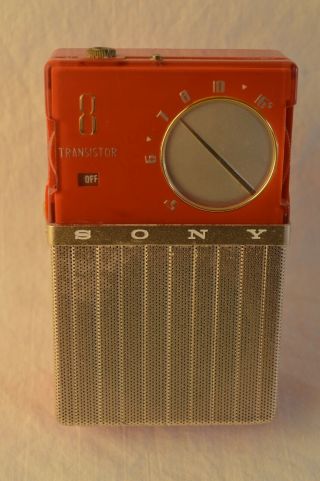 Rare Vintage Sony Tr86 Tr 86 8 Transistor Red Radio Japanese