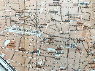 Antique Color Map - Plan Of Sevilla,  Spain - Karl Baedeker - 1913 Rare