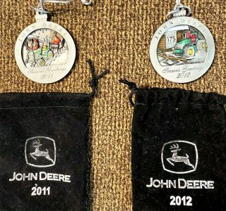 2011 & 2012 John Deere Christmas Ornament Pewter - Rare