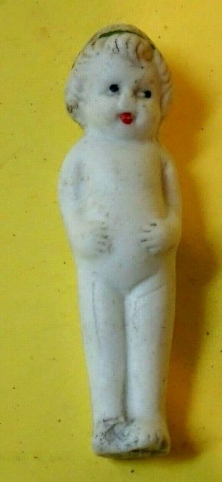 Vintage 2 1/4 " Frozen Charlotte Bisque Miniature Doll Chip On Foot - Very Old