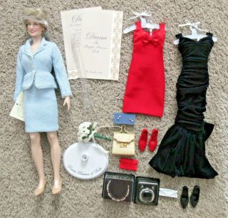 Princess Of Whales Diana Franklin Doll Rare With Black And Red Dress