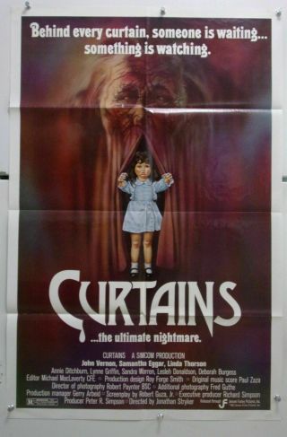 Curtains 1983 Horror Movie Poster One Sheet 27x40 Rare 80s Folded 1 1sh