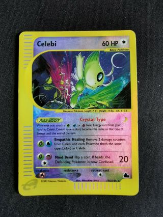 Celebi - 145/144 - Reverse Holo Crystal Secret Rare Skyridge Pokemon