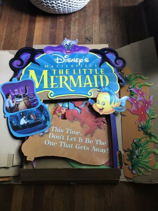 Rare Vintage Disney Little Mermaid Vhs Movie Display Standee 90’s Video Store