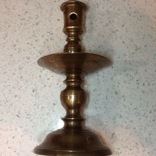 Antique Dutch Heemskerk Brass Candlestick Holder W/ Drip Tray 2