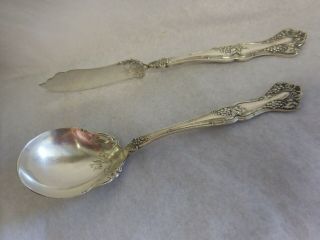 1847 Rogers Vintage Grape 1904 Silverplated Master Butter Knife & Sugar Spoon Nm